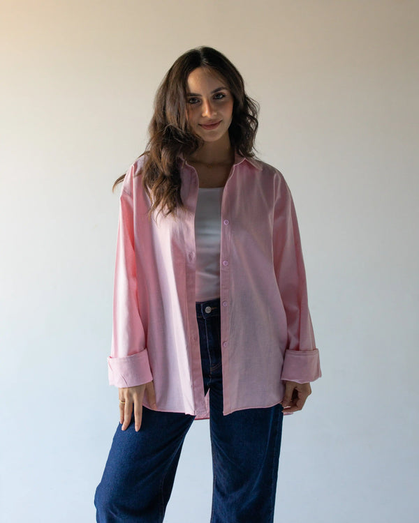 Pure Linen Shirt-Powder Pink
