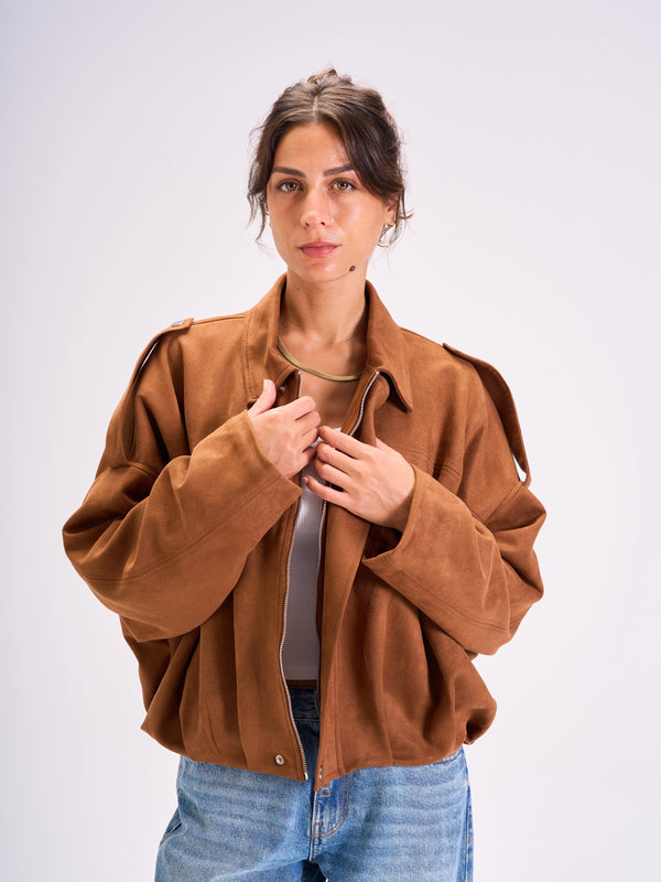 Heavyweight suede jacket -Brown