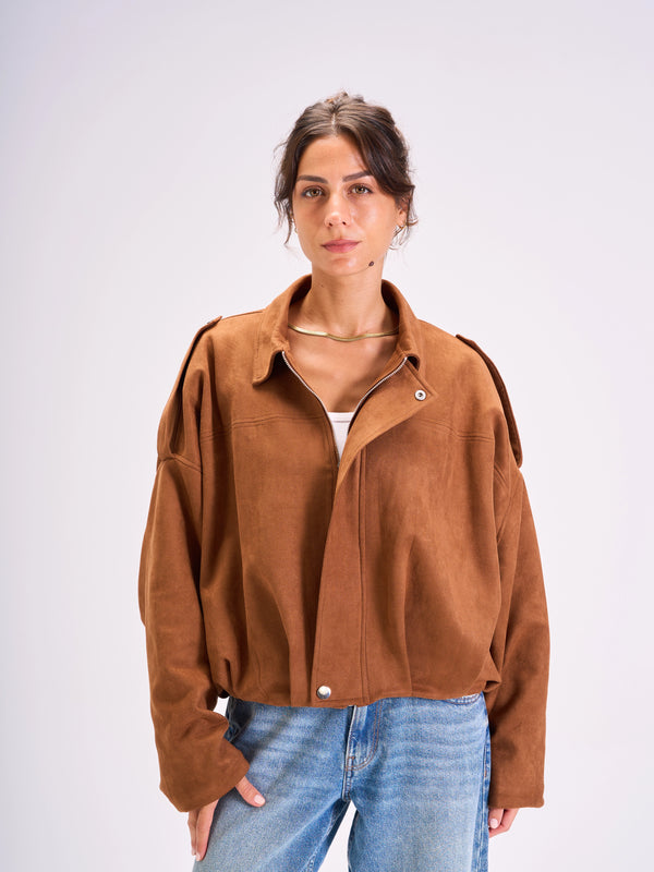 Heavyweight suede jacket -Brown