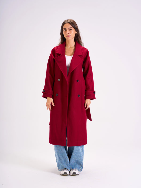 Timeless Trench Coat-Burgundy